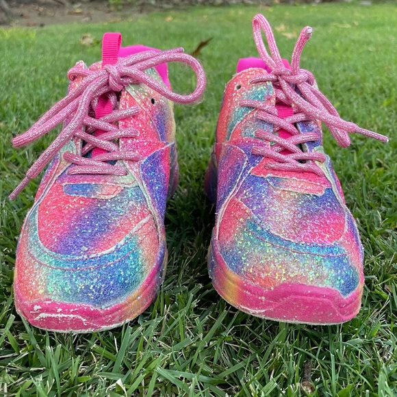 Girls Steve Madden Glitter Colorful Sneaker 3 - Picture 4 of 8